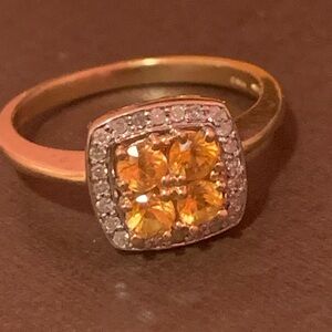 10k❤️Genuine Yellow Sapphire ❤️ Diamonds ❤️ Ring Size 6.5 ❤️❤️❤️❤️❤️